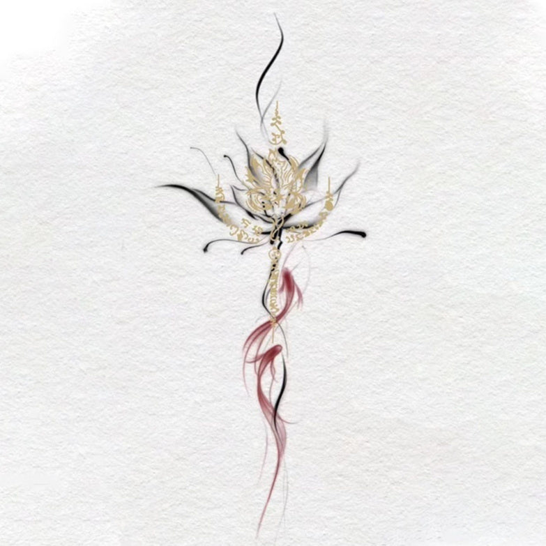 Antique Lucky Lotus Color Tattoo Sticker Ins Washable Long-lasting Simulation Scar Cover Up BUY 1 GET 3