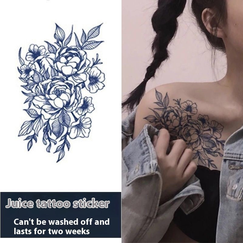 Flower Herbal Juice Tattoo Sticker Chest Flower Semi-permanent BUY 1 GET 2