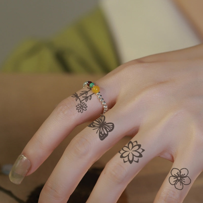 Herbal Juice Tattoo Sticker Sweat-proof Non-reflective Finger Niche Stickers BUY 1 GET 2