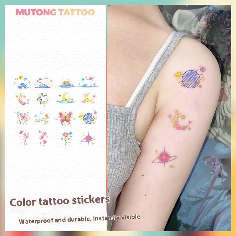 Butterfly Moon Color Shoulder Clavicle Tattoo Sticker BUY 1 GET 3