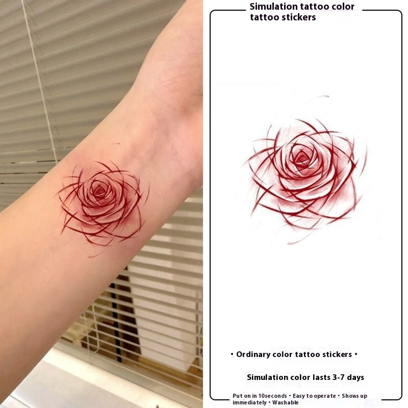 Pure Desire Wind Knife Carved Rose Wrist Colorful Cute Tattoo Sticker Non-reflective BUY 1 GET 3