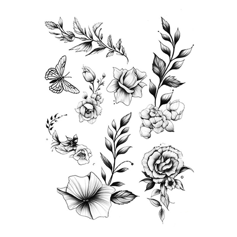 Hot Sale Flower Butterfly Large Pattern Flower Arm Tattoo Sticker BUY 1 GET 2