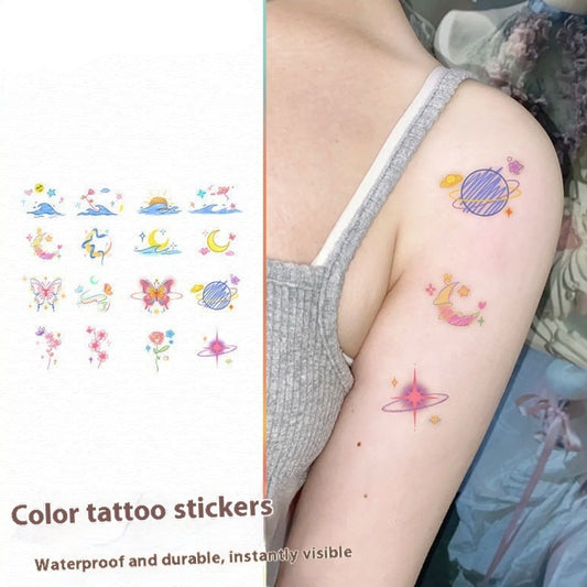 Butterfly Moon Color Shoulder Clavicle Tattoo Sticker BUY 1 GET 3