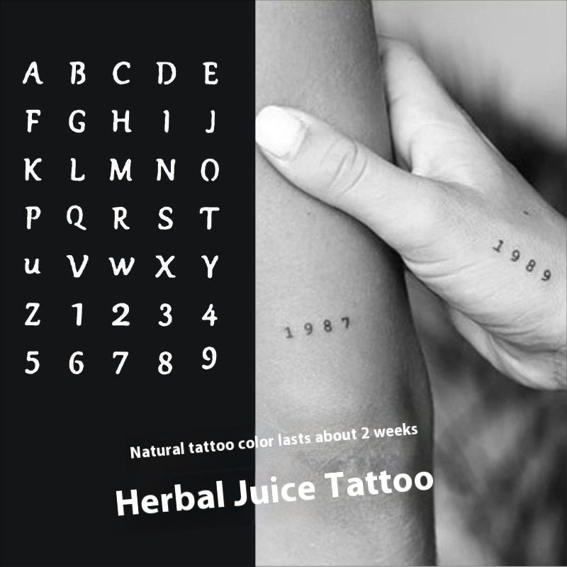 INS English Letters And Numbers Herbal Tattoo Sticker Waterproof  BUY 1 GET 2