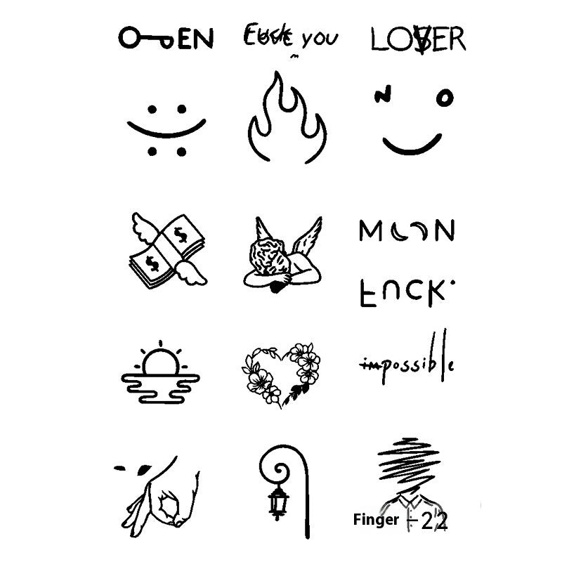 Herbal Juice Tattoo Sticker Sweat-proof Non-reflective Finger Niche Stickers BUY 1 GET 2