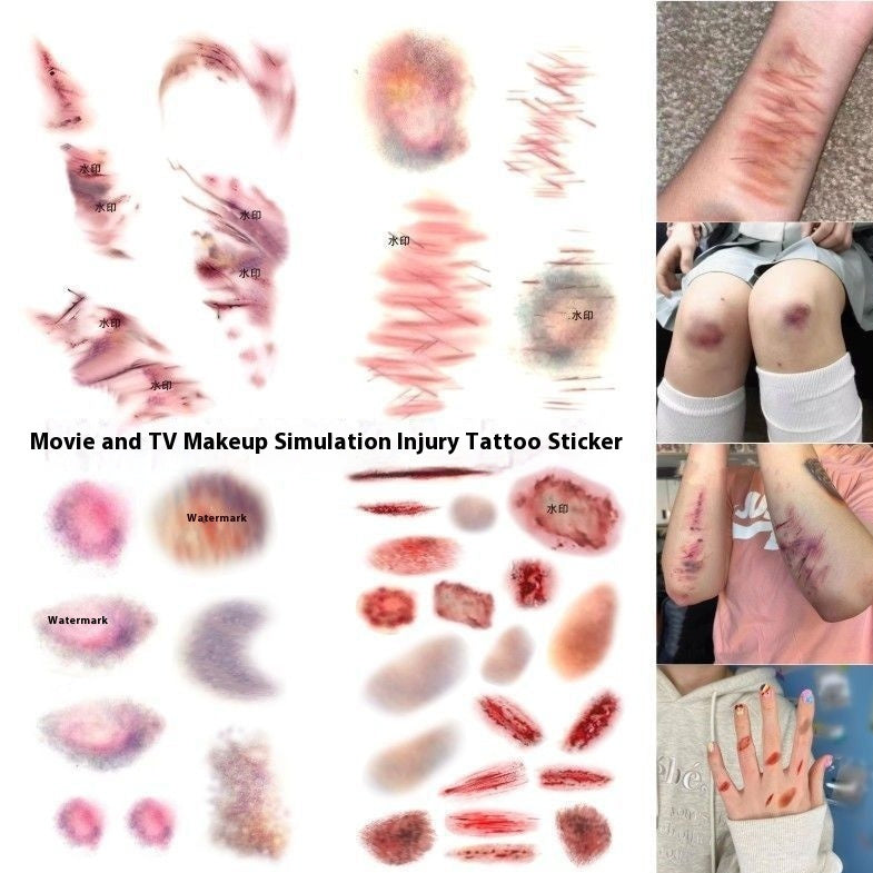 Scary Prank Cut Wrist Bruise Scratch Scald Scratch Decoration Tattoo Sticker  BUY 1 GET 3