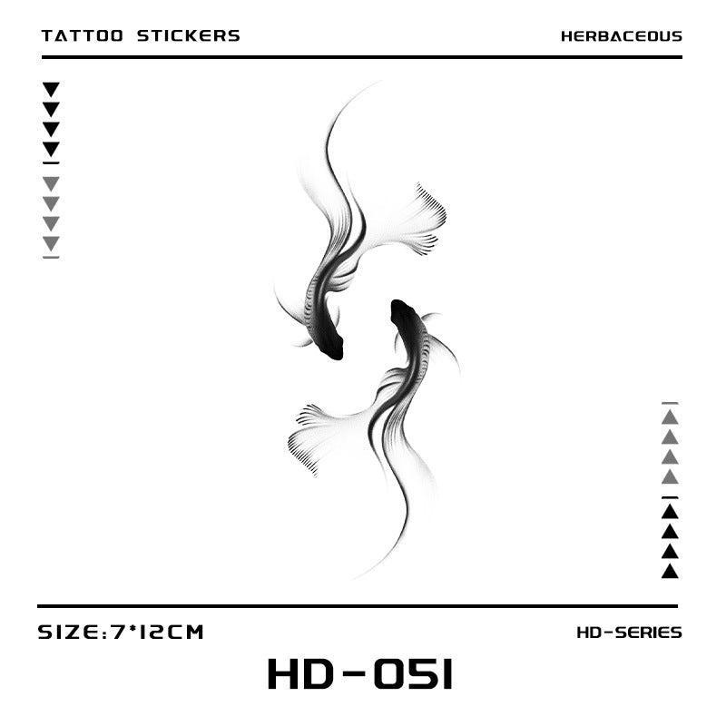 Twins Koi Herbal Tattoo Stickers Men And Women Simulation Tattoo Semi Permanent BUY 1 GET 2