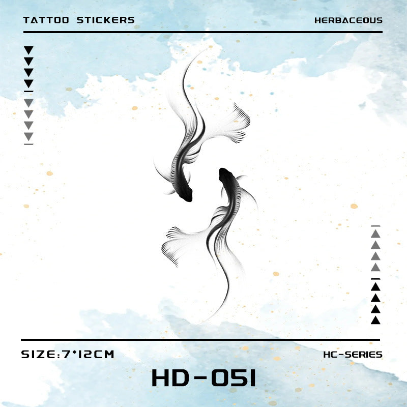 Twins Koi Herbal Tattoo Stickers Men And Women Simulation Tattoo Semi Permanent BUY 1 GET 2
