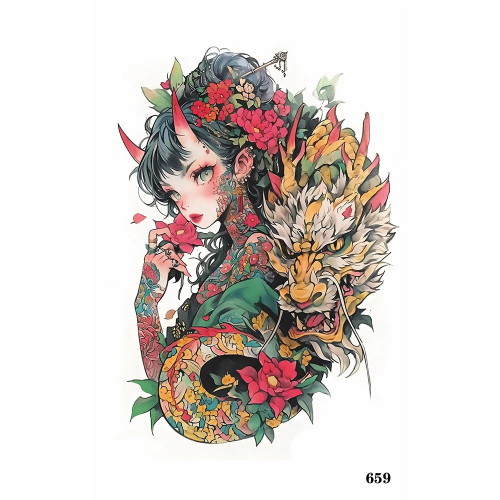 New Ukiyo-e Tattoo Sticker Girl Waterproof And Durable BUY 1 GET 3