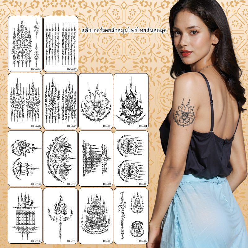 Sanskrit Tattoo Sticker Thai Scripture Female Waterproof And Durable BUY 1 GET 2