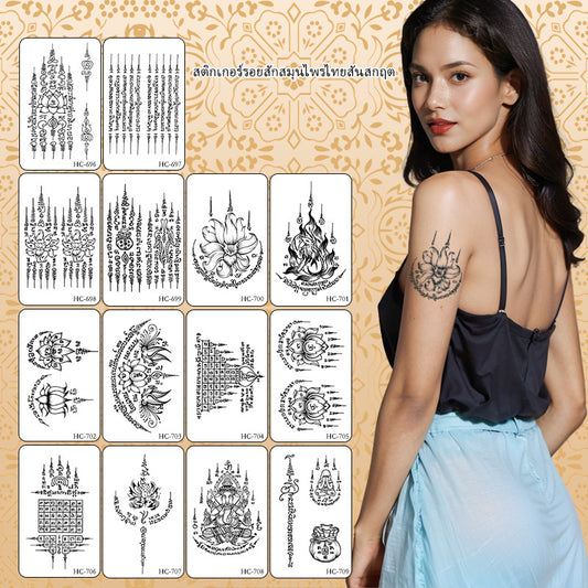 Sanskrit Tattoo Sticker Thai Scripture Female Waterproof And Durable BUY 1 GET 2