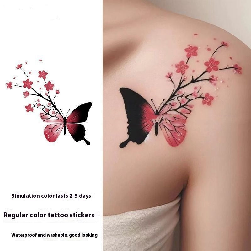 Antique Style Beautiful Plum Blossom Tattoo Sticker Shoulder Sexy Waterproof BUY 1 GET 3