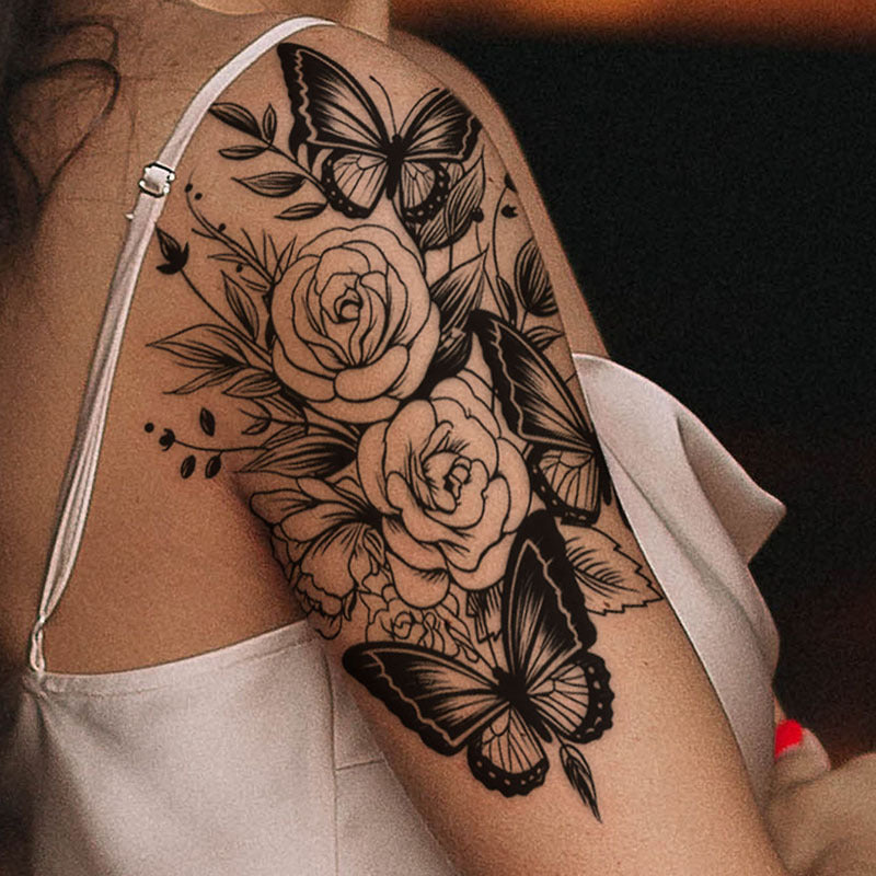 Hot Sale Flower Butterfly Large Pattern Flower Arm Tattoo Sticker BUY 1 GET 2
