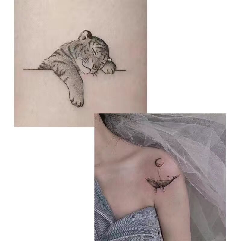 Men And Women Partysu Moon Cat Whale Ins Wind Tattoo Sticker Cute Student  BUY 1 GET 3