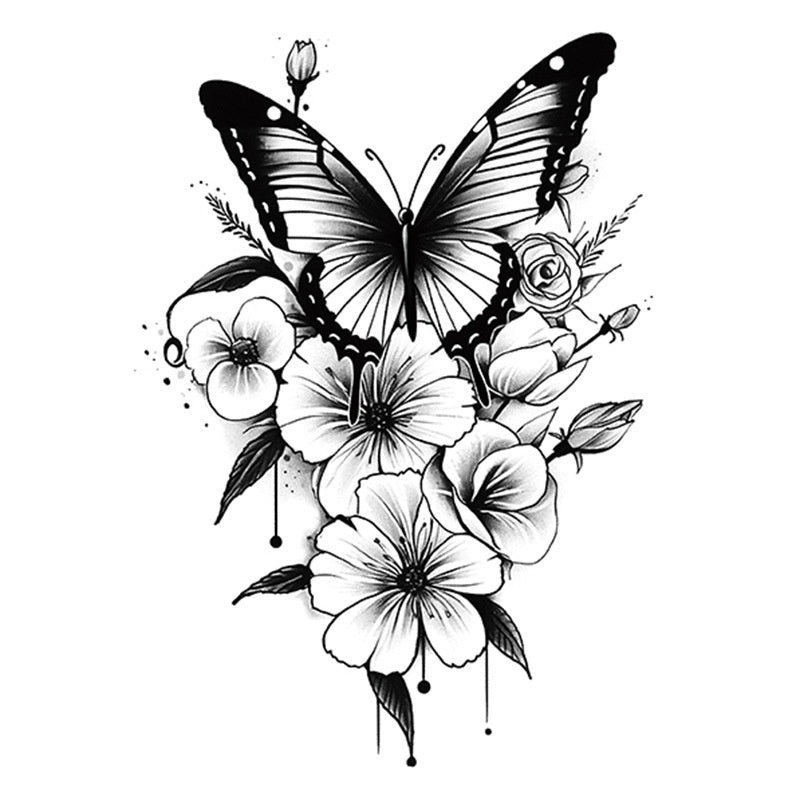 Hot Sale Flower Butterfly Large Pattern Flower Arm Tattoo Sticker BUY 1 GET 2