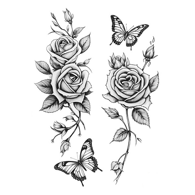Hot Sale Flower Butterfly Large Pattern Flower Arm Tattoo Sticker BUY 1 GET 2