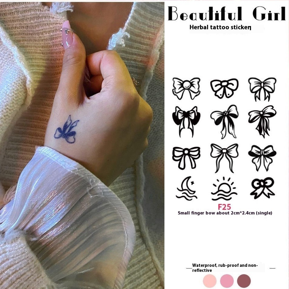 Cute Bow Herbal Juice Tattoo Sticker Semi-permanent  BUY 1 GET 2