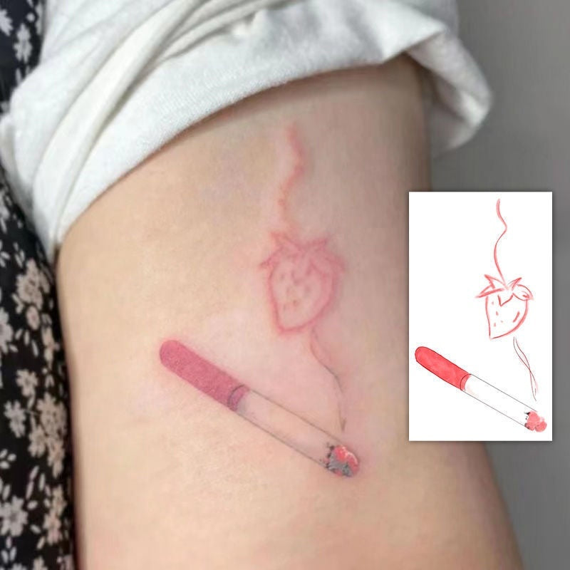 Fireworks Strawberry Guitar Color Ordinary Tattoo Sticker Hot Girl Washable Stickers BUY 1 GET 3