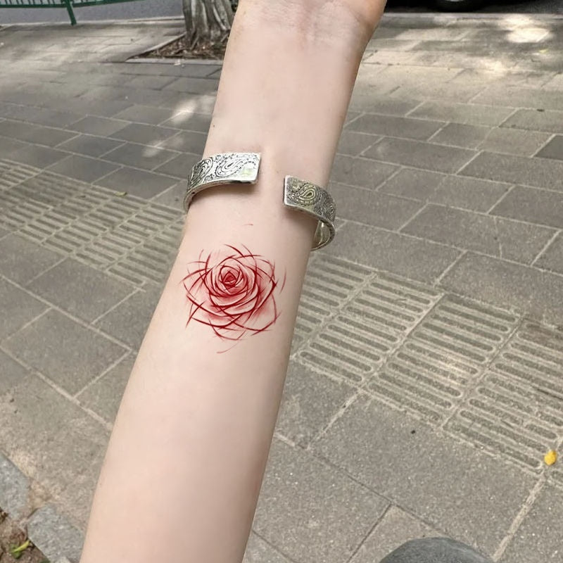 Pure Desire Wind Knife Carved Rose Wrist Colorful Cute Tattoo Sticker Non-reflective BUY 1 GET 3
