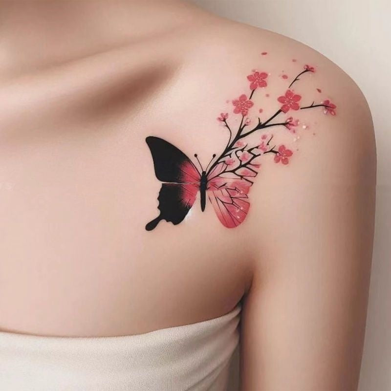 Antique Style Beautiful Plum Blossom Tattoo Sticker Shoulder Sexy Waterproof BUY 1 GET 3