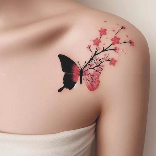 Antique Style Beautiful Plum Blossom Tattoo Sticker Shoulder Sexy Waterproof BUY 1 GET 3