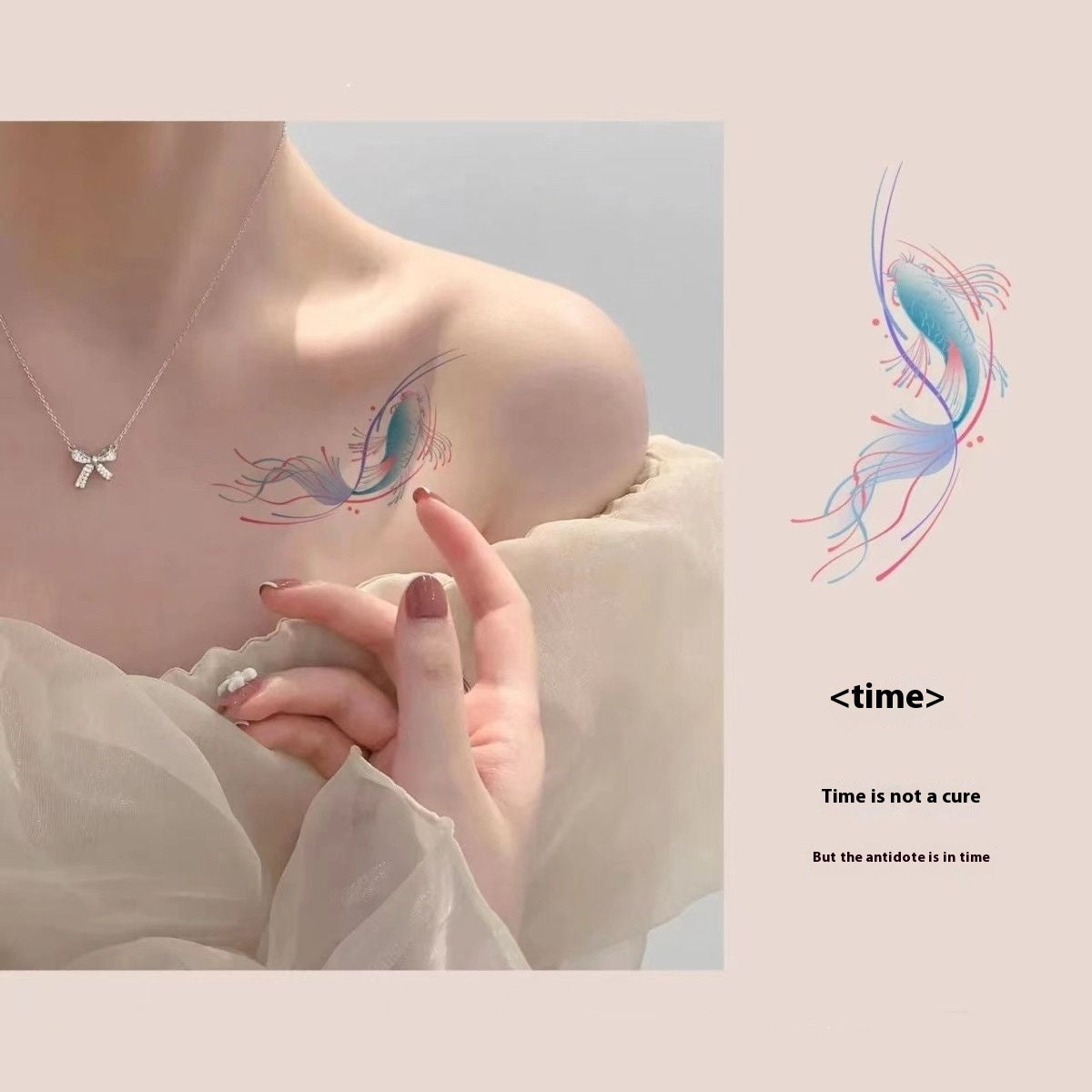 Waterproof Women's Color Koi Tattoo Sticker BUY 1 GET 3