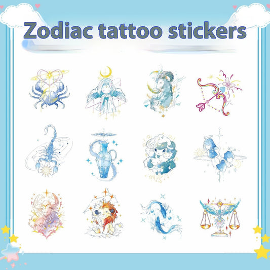 Beautiful Twelve Constellation Suit Good-looking Ins Color Tattoo Sticker BUY 1 GET 3
