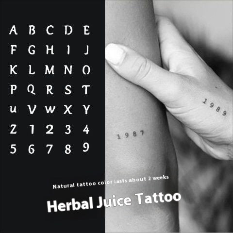 INS English Letters And Numbers Herbal Tattoo Sticker Waterproof  BUY 1 GET 2