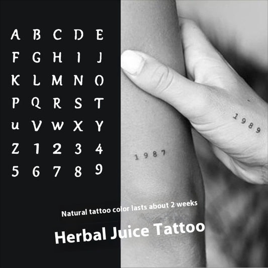 INS English Letters And Numbers Herbal Tattoo Sticker Waterproof  BUY 1 GET 2