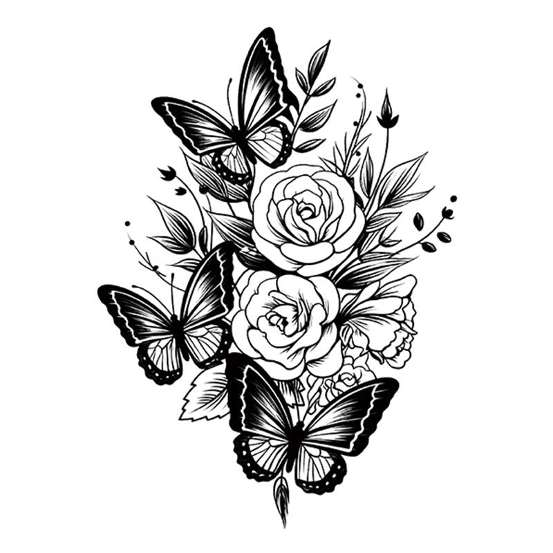 Hot Sale Flower Butterfly Large Pattern Flower Arm Tattoo Sticker BUY 1 GET 2