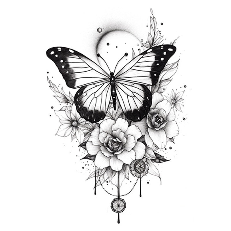 Hot Sale Flower Butterfly Large Pattern Flower Arm Tattoo Sticker BUY 1 GET 2