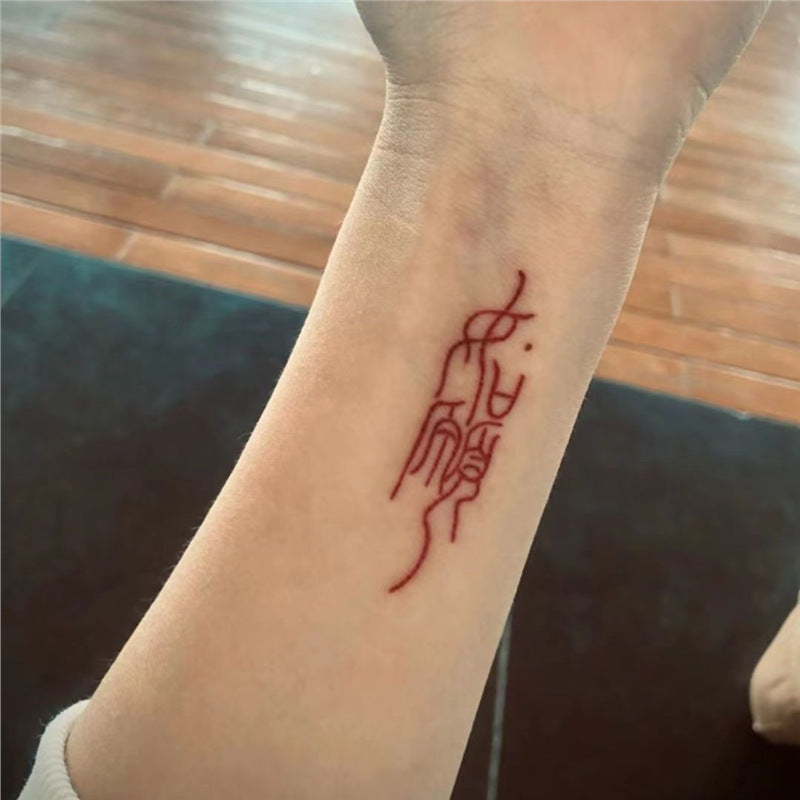 Red Chinese Characters As Expected Tattoo Sticker BUY 1 GET 3