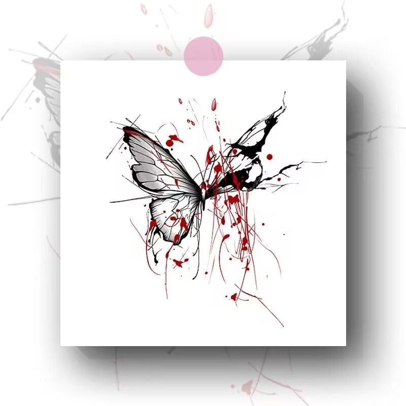 Dead Butterfly Blood Night Tattoo Sticker Hot Girl Sweet Cool Pure Desire Wind Dark Series  BUY 1 GET 3