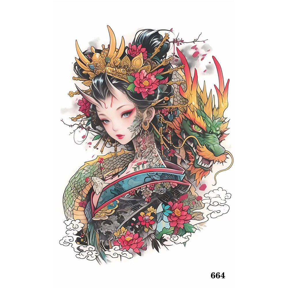 New Ukiyo-e Tattoo Sticker Girl Waterproof And Durable BUY 1 GET 3