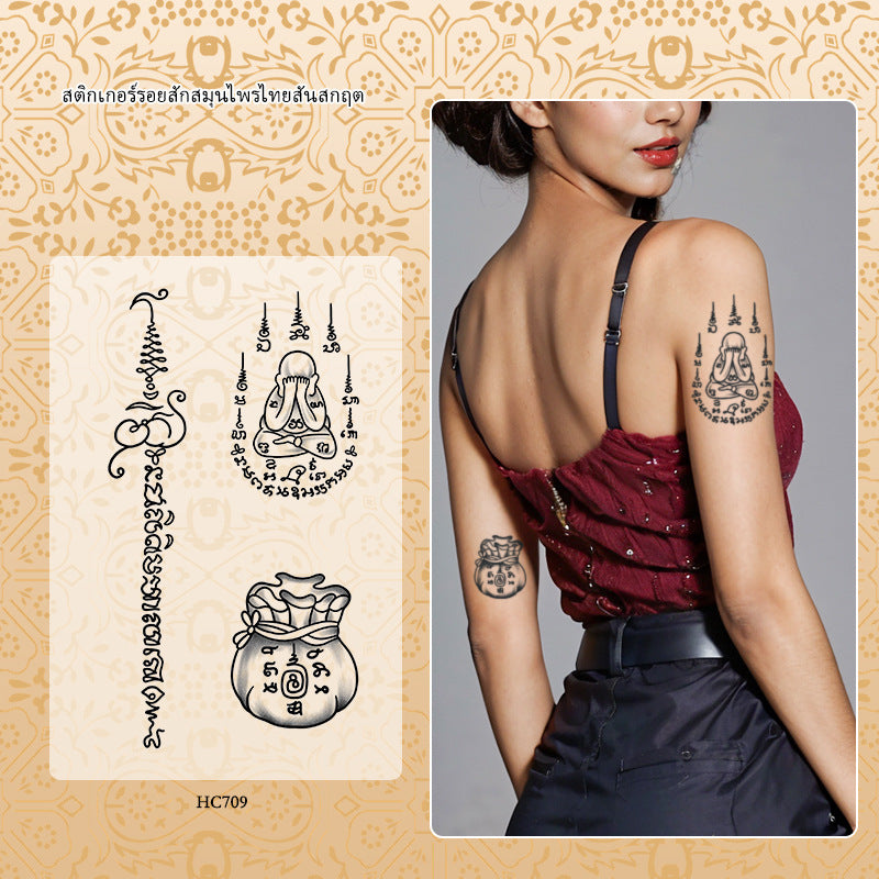 Sanskrit Tattoo Sticker Thai Scripture Female Waterproof And Durable BUY 1 GET 2