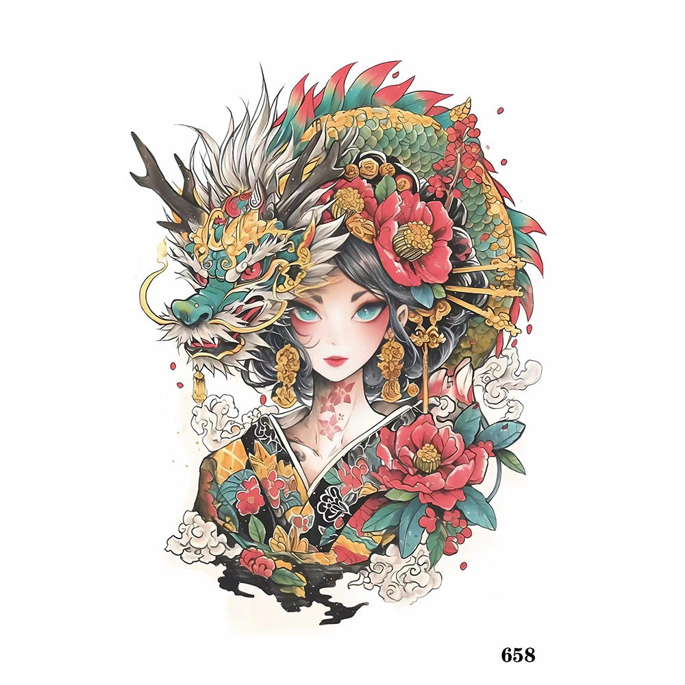 New Ukiyo-e Tattoo Sticker Girl Waterproof And Durable BUY 1 GET 3