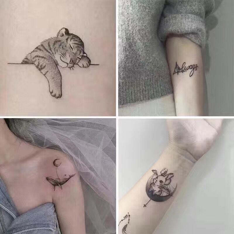Men And Women Partysu Moon Cat Whale Ins Wind Tattoo Sticker Cute Student  BUY 1 GET 3