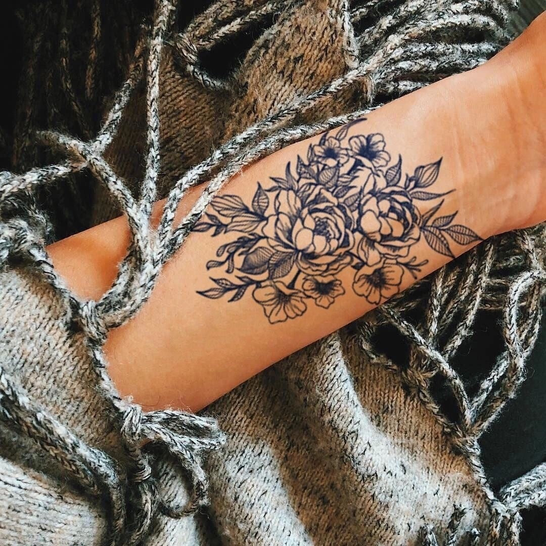 Flower Herbal Juice Tattoo Sticker Chest Flower Semi-permanent BUY 1 GET 2