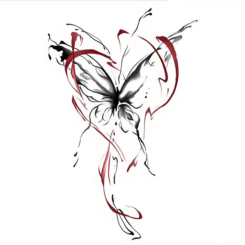 Advanced Back Red Black Butterfly Color Tattoo Sticker Waterproof BUY 1 GET 3