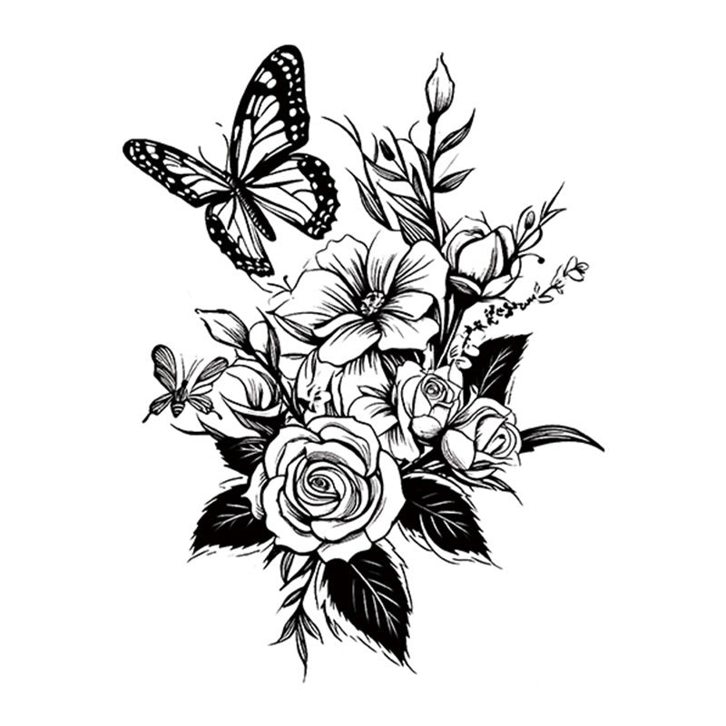 Hot Sale Flower Butterfly Large Pattern Flower Arm Tattoo Sticker BUY 1 GET 2