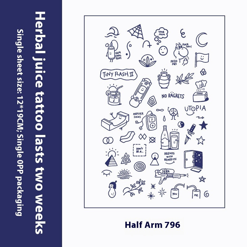 Herbal Tattoo Sticker Dark Flower Arm Juice BUY 1 GET 2